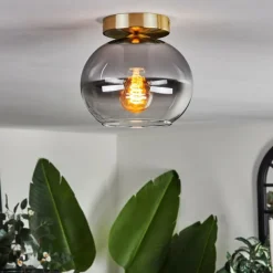 hofstein Plafonnier - Verre Apedo Laiton, 1 lumière