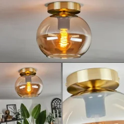 hofstein Plafonnier - Verre Apedo Laiton, 1 lumière