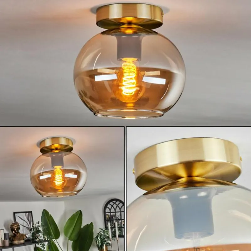 hofstein Plafonnier - Verre Apedo Laiton, 1 lumière