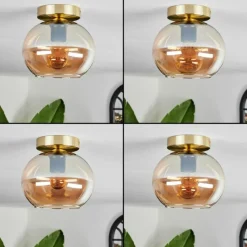 hofstein Plafonnier - Verre Apedo Laiton, 1 lumière