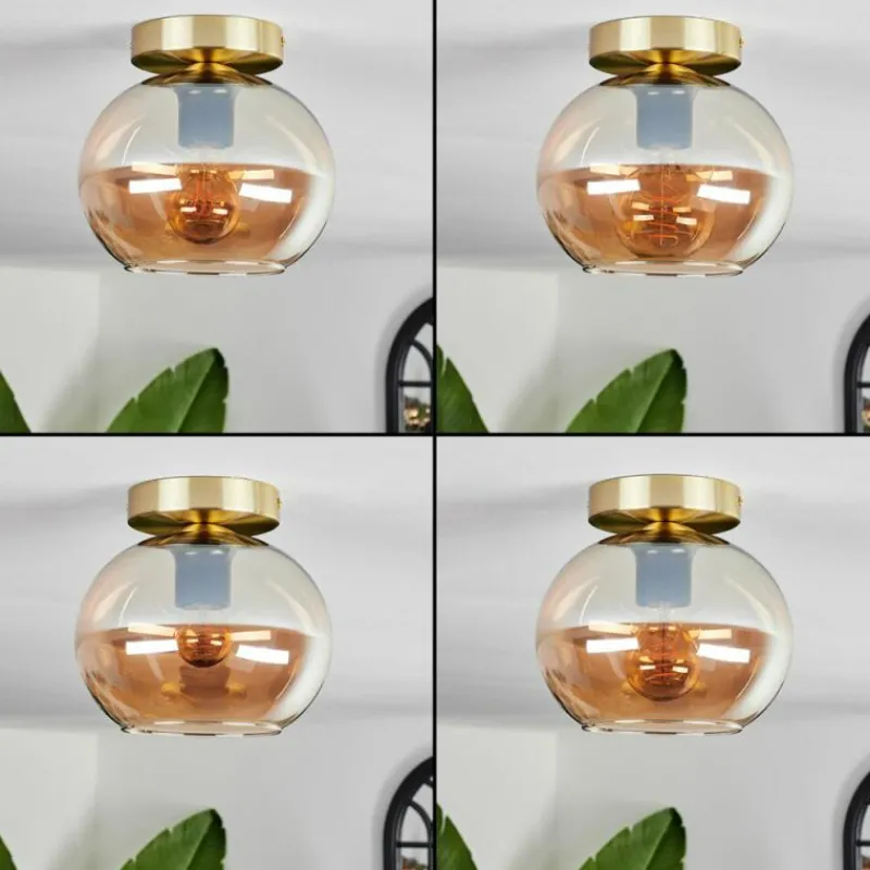 hofstein Plafonnier - Verre Apedo Laiton, 1 lumière