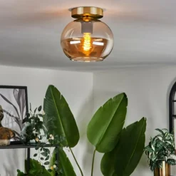 hofstein Plafonnier - Verre Apedo Laiton, 1 lumière