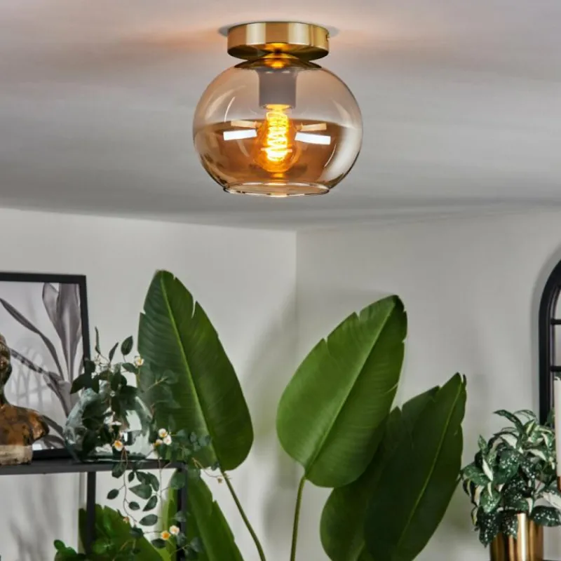 hofstein Plafonnier - Verre Apedo Laiton, 1 lumière