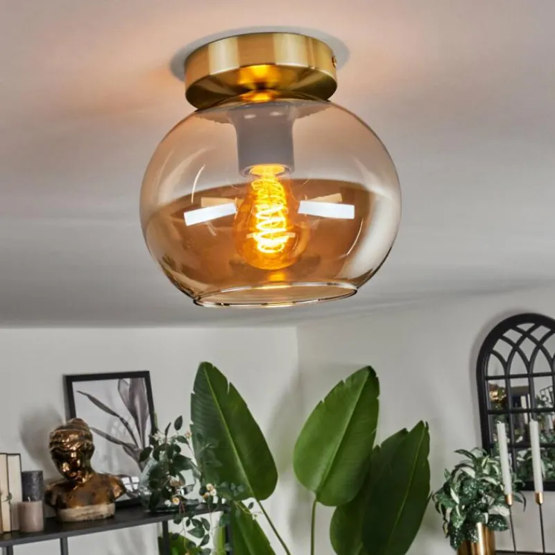hofstein Plafonnier - Verre Apedo Laiton, 1 lumière