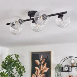 hofstein Plafonnier - Verre Chehalis Clair, 5 lumières