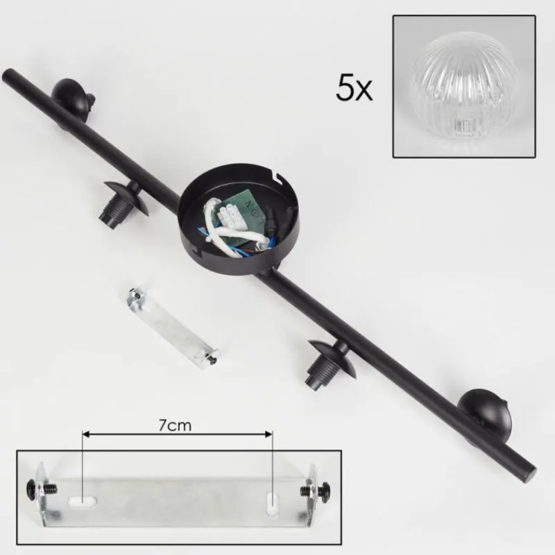 hofstein Plafonnier - Verre Chehalis Clair, 5 lumières