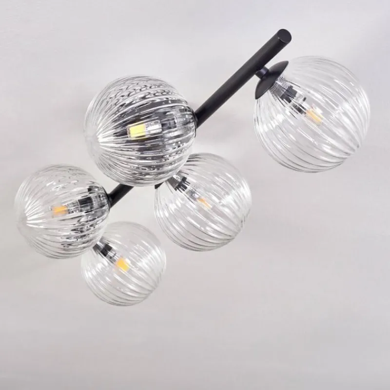 hofstein Plafonnier - Verre Chehalis Clair, 5 lumières