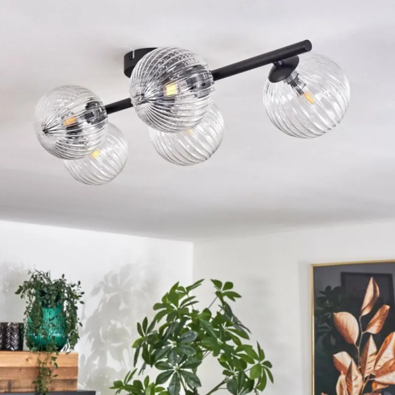 hofstein Plafonnier - Verre Chehalis Clair, 5 lumières