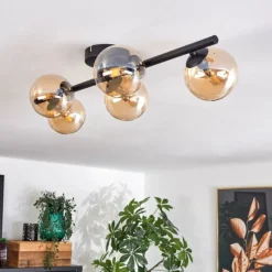 hofstein Plafonnier - Verre Chehalis Ambre, 5 lumières