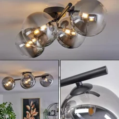 Suspension Verre Fumé-hofstein Plafonnier - Verre Chehalis Clair, Fumé, 4 lumières