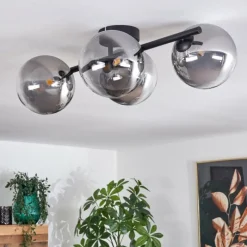 Suspension Verre Fumé-hofstein Plafonnier - Verre Chehalis Clair, Fumé, 4 lumières