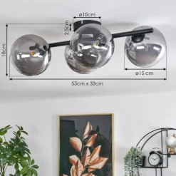 Suspension Verre Fumé-hofstein Plafonnier - Verre Chehalis Clair, Fumé, 4 lumières