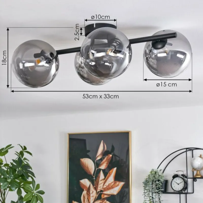 Suspension Verre Fumé-hofstein Plafonnier - Verre Chehalis Clair, Fumé, 4 lumières