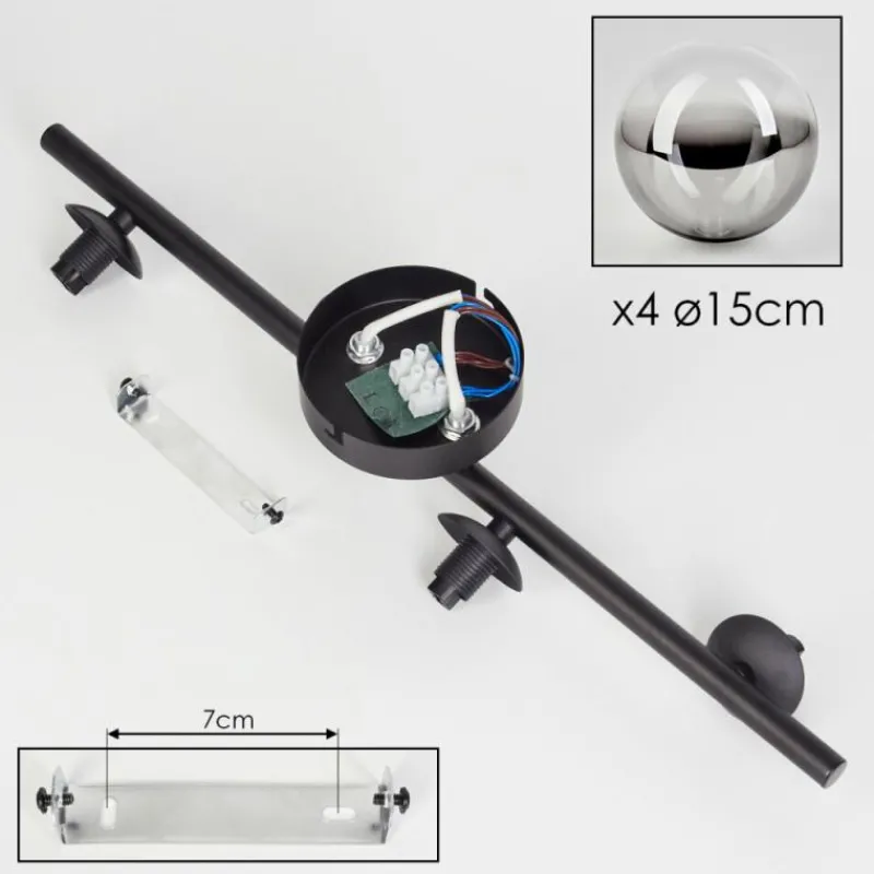 Suspension Verre Fumé-hofstein Plafonnier - Verre Chehalis Clair, Fumé, 4 lumières