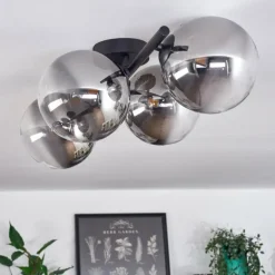 Suspension Verre Fumé-hofstein Plafonnier - Verre Chehalis Clair, Fumé, 4 lumières