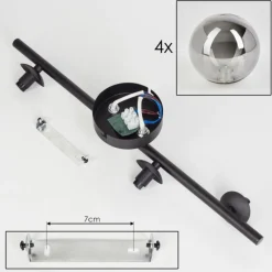 hofstein Plafonnier - Verre Chehalis Fumé, 4 lumières