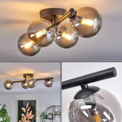 hofstein Plafonnier - Verre Chehalis Fumé, 4 lumières