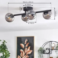 hofstein Plafonnier - Verre Chehalis Fumé, 4 lumières