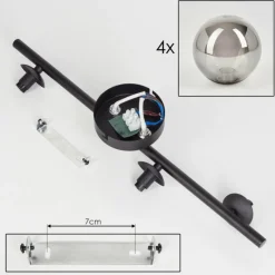 hofstein Plafonnier - Verre Chehalis Fumé, 4 lumières