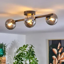 hofstein Plafonnier - Verre Chehalis Fumé, 4 lumières