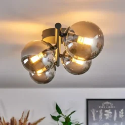 hofstein Plafonnier - Verre Chehalis Fumé, 4 lumières