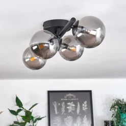 hofstein Plafonnier - Verre Chehalis Fumé, 4 lumières