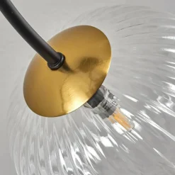 hofstein Plafonnier - Verre Chehalis Or, Noir, 6 lumières