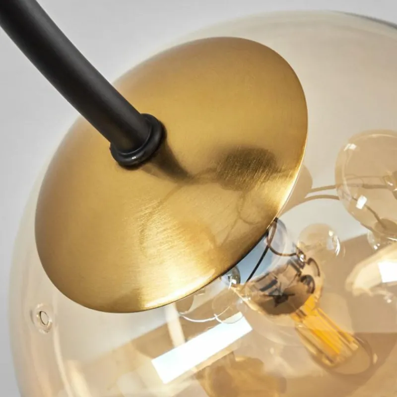 hofstein Plafonnier - Verre Chehalis Or, Noir, 6 lumières