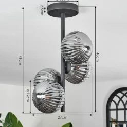 hofstein Plafonnier - Verre Chehalis Fumé, 4 lumières