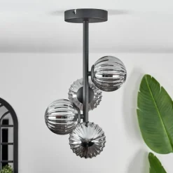 Suspension Verre Fumé-hofstein Plafonnier - Verre Chehalis Fumé, 4 lumières