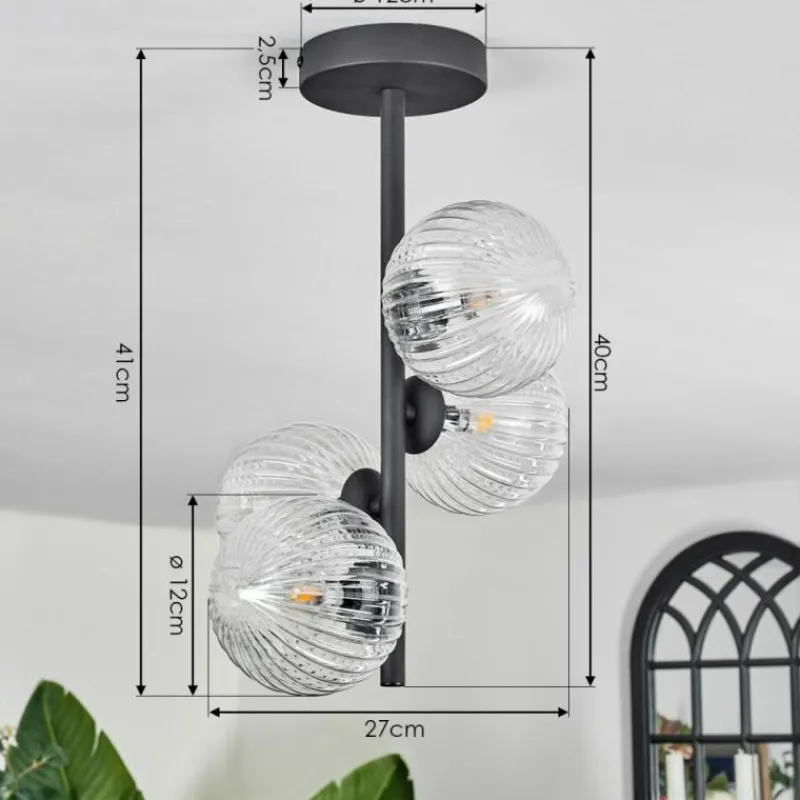 hofstein Plafonnier - Verre Chehalis Clair, 4 lumières