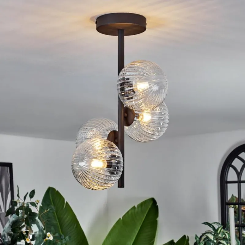 hofstein Plafonnier - Verre Chehalis Clair, 4 lumières