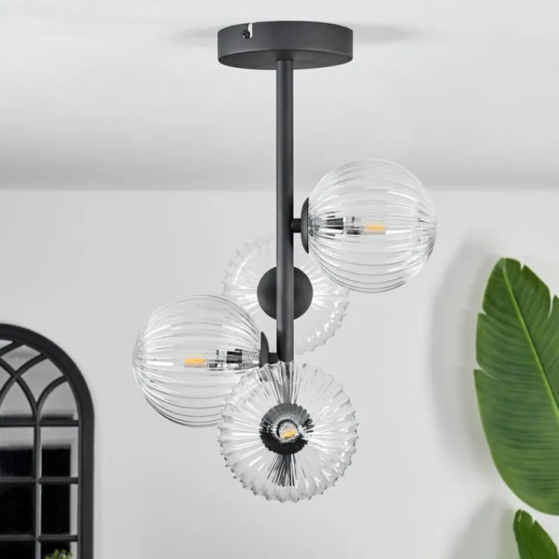 hofstein Plafonnier - Verre Chehalis Clair, 4 lumières