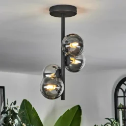 hofstein Plafonnier - Verre Chehalis Clair, Fumé, 4 lumières