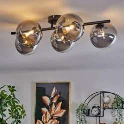 hofstein Plafonnier - Verre Chehalis Clair, Fumé, 4 lumières