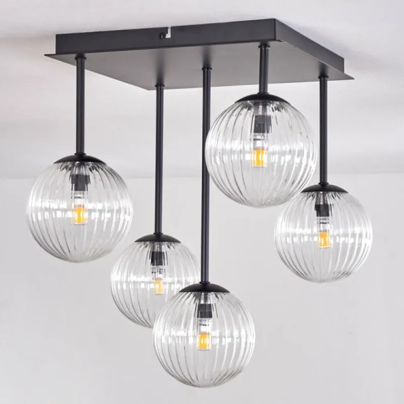 hofstein Plafonnier - Verre Chehalis Clair, 5 lumières