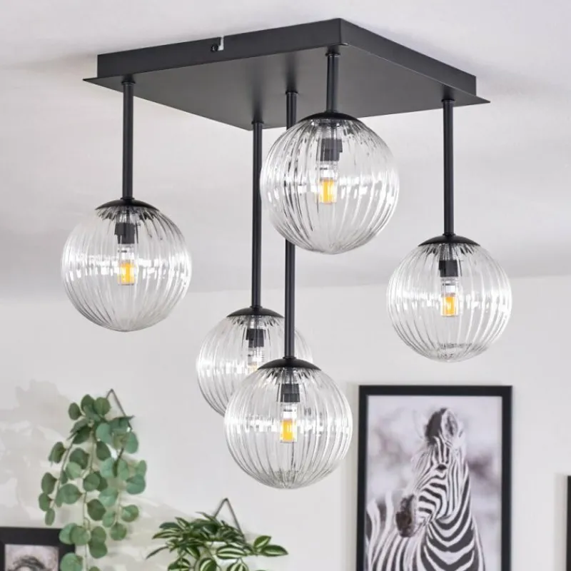 hofstein Plafonnier - Verre Chehalis Clair, 5 lumières