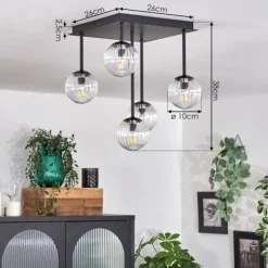 hofstein Plafonnier - Verre Chehalis Clair, 5 lumières