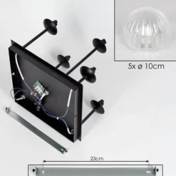 hofstein Plafonnier - Verre Chehalis Clair, 5 lumières