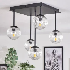 hofstein Plafonnier - Verre Chehalis Clair, 5 lumières