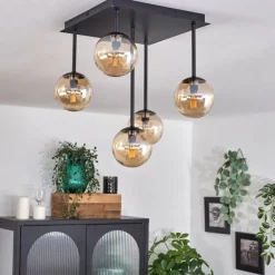 hofstein Plafonnier - Verre Chehalis Ambre, 5 lumières