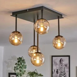 hofstein Plafonnier - Verre Chehalis Ambre, 5 lumières