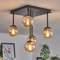 hofstein Plafonnier - Verre Chehalis Ambre, 5 lumières