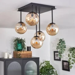 hofstein Plafonnier - Verre Chehalis Ambre, 5 lumières