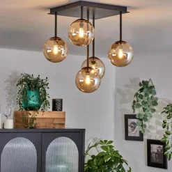 hofstein Plafonnier - Verre Chehalis Ambre, 5 lumières