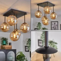 hofstein Plafonnier - Verre Chehalis Ambre, 5 lumières