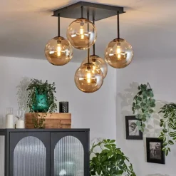 hofstein Plafonnier - Verre Chehalis Ambre, 5 lumières