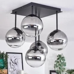 hofstein Plafonnier - Verre Chehalis Clair, Fumé, 5 lumières