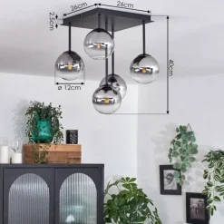 hofstein Plafonnier - Verre Chehalis Clair, Fumé, 5 lumières