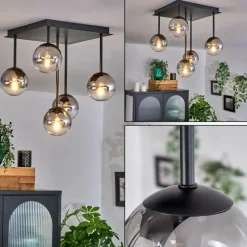 Suspension Verre Fumé-hofstein Plafonnier - Verre Chehalis Clair, Fumé, 5 lumières